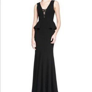 BCBGMaxAzria  Black Silvia Sleeveless Peplum Evening Dress